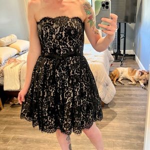 Robert Rodriguez Strapless Lace Full Skirt Dress